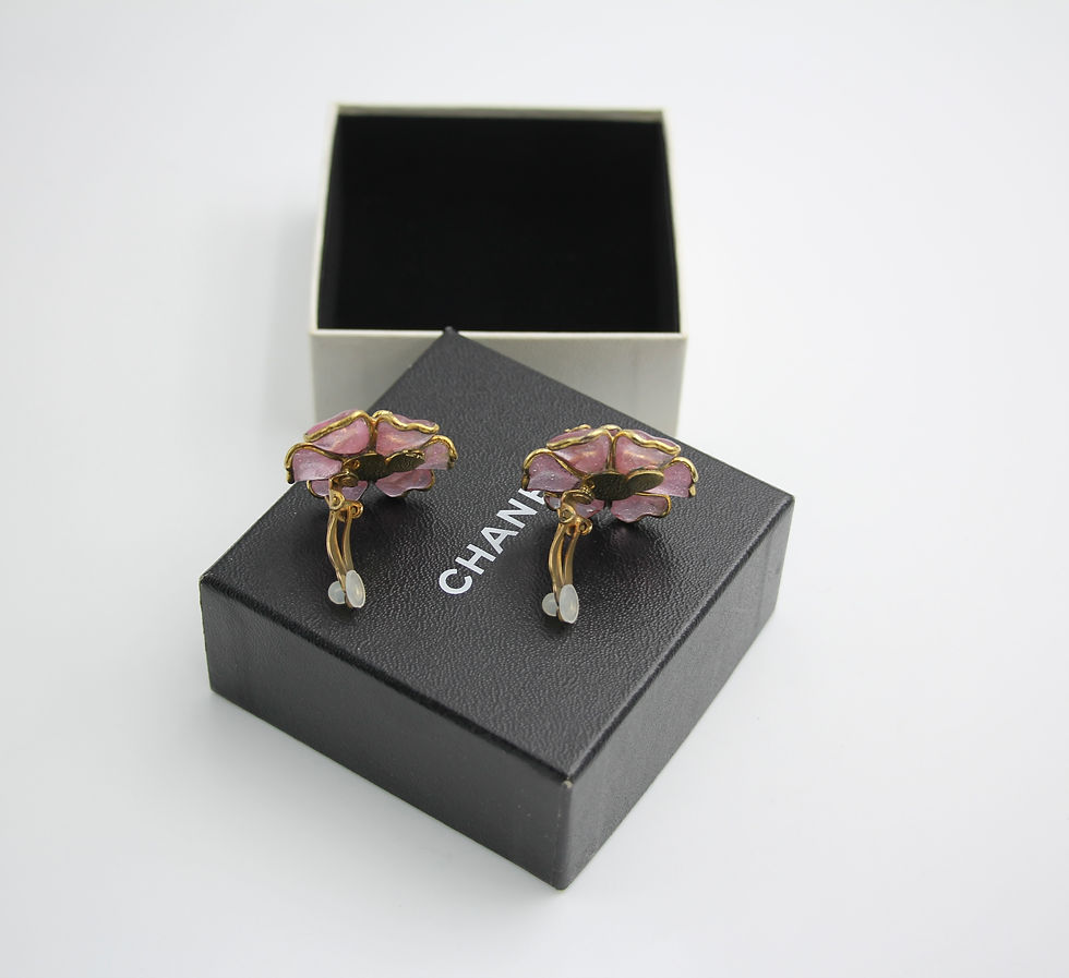 Thumbnail: Chanel Vintage 02A Gripoix Pink Camellia Clip-on Earrings