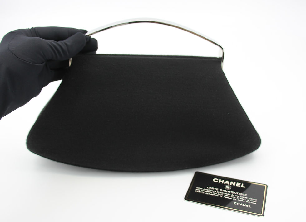 Thumbnail: Chanel Vintage 97-99 Metal & Suede Black Silver Top Handle Satchel Clutch Evenin