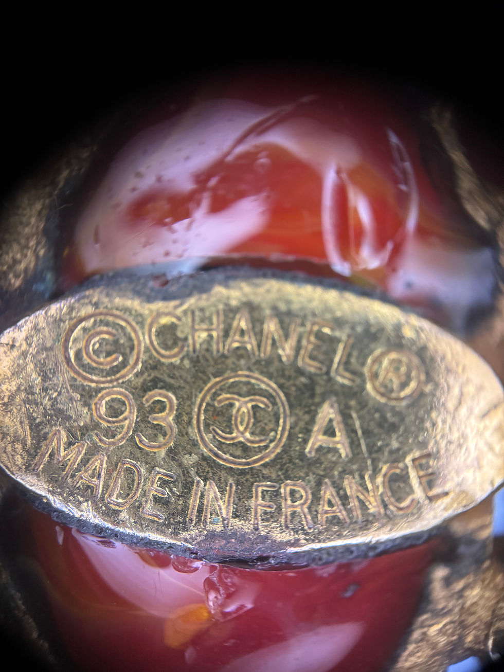 Thumbnail: Chanel Vintage 93A Gripoix Gold-plated Red Dangle Clip-on Earrings 