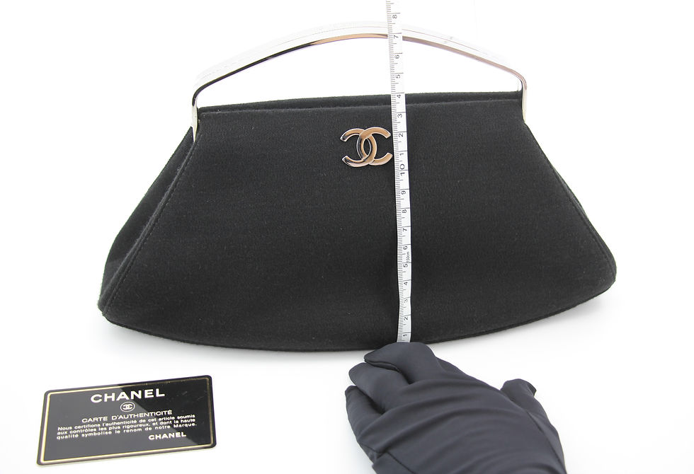 Thumbnail: Chanel Vintage 97-99 Metal & Suede Black Silver Top Handle Satchel Clutch Evenin