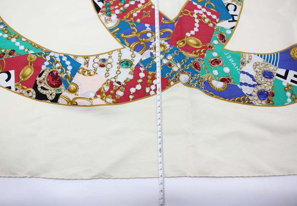 Thumbnail: Chanel 100% Silk Beige Jewelry Pattern Scarf