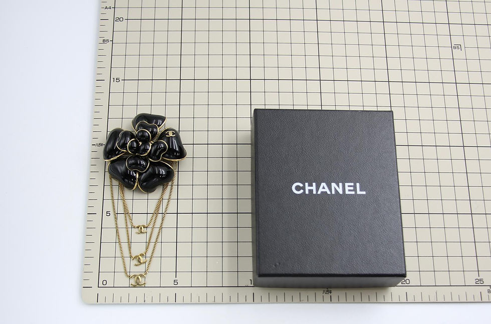 Thumbnail: Chanel Vintage 02A Imitation Pearl Black Camellia Triple CC Brooch