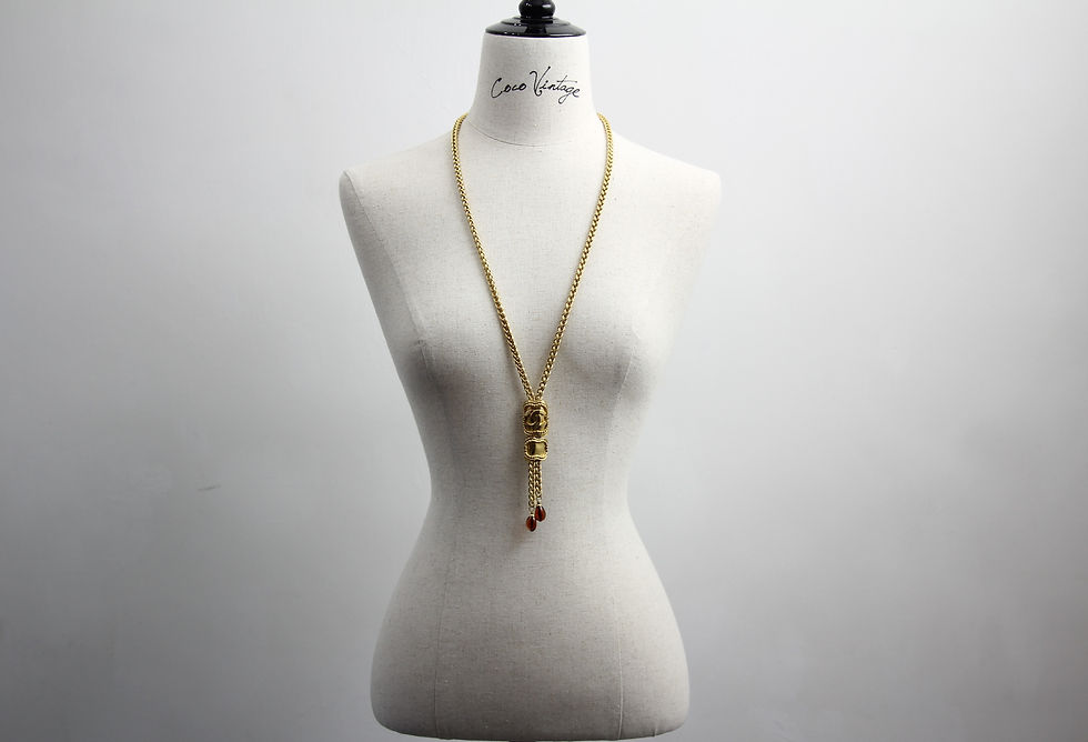 Thumbnail: Chanel Vintage 1996 Gripoix Red Bead Gold Plated Long Necklace /Stacking Wearabl