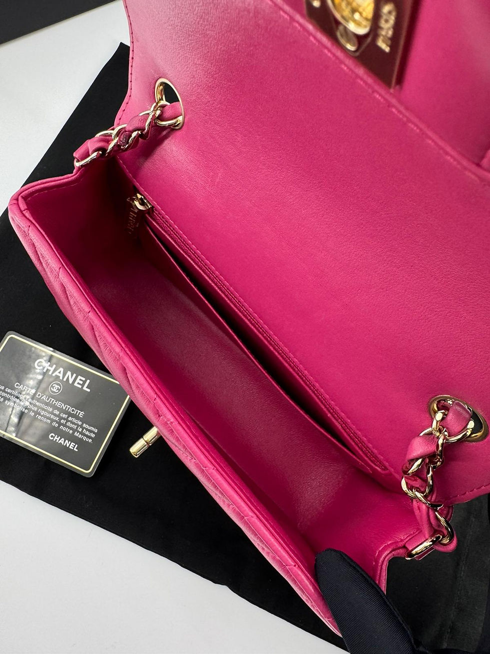 Thumbnail: Chanel 2015-2016 Calfskin Chevron Shoulder Flap Bag with Gold hardware 