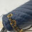 Thumbnail: Chanel (12) Lambskin Chevron Medallion Charm Dark Blue Jumbo Classic Flap Bag