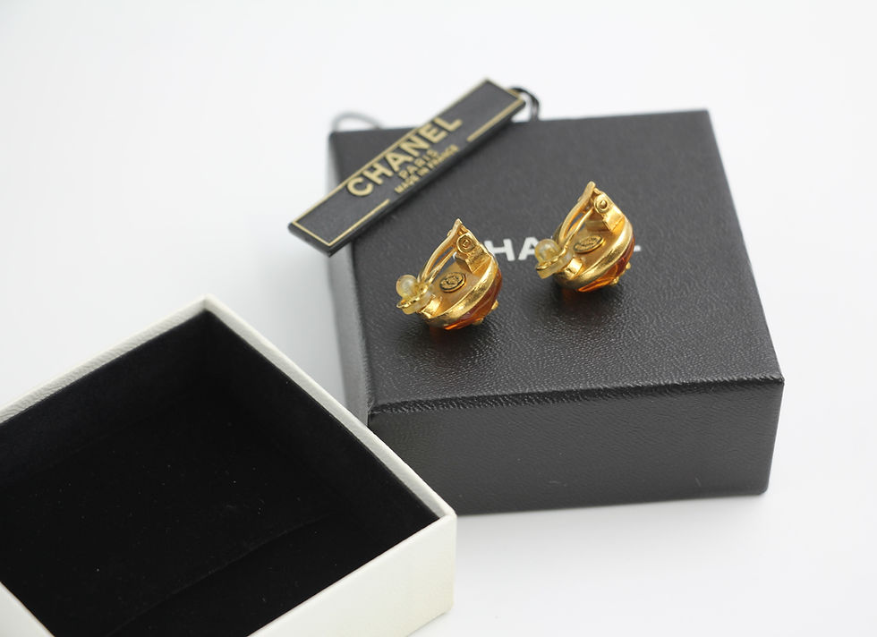 Thumbnail: Chanel Vintage 99P Orange Gripoix Resin Bead Clip-on Earrings