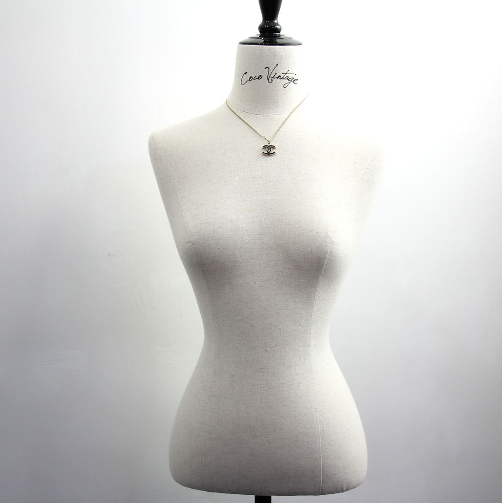 Thumbnail: Chanel Vintage 07V Enamel Classic Black CC Light Gold Necklace