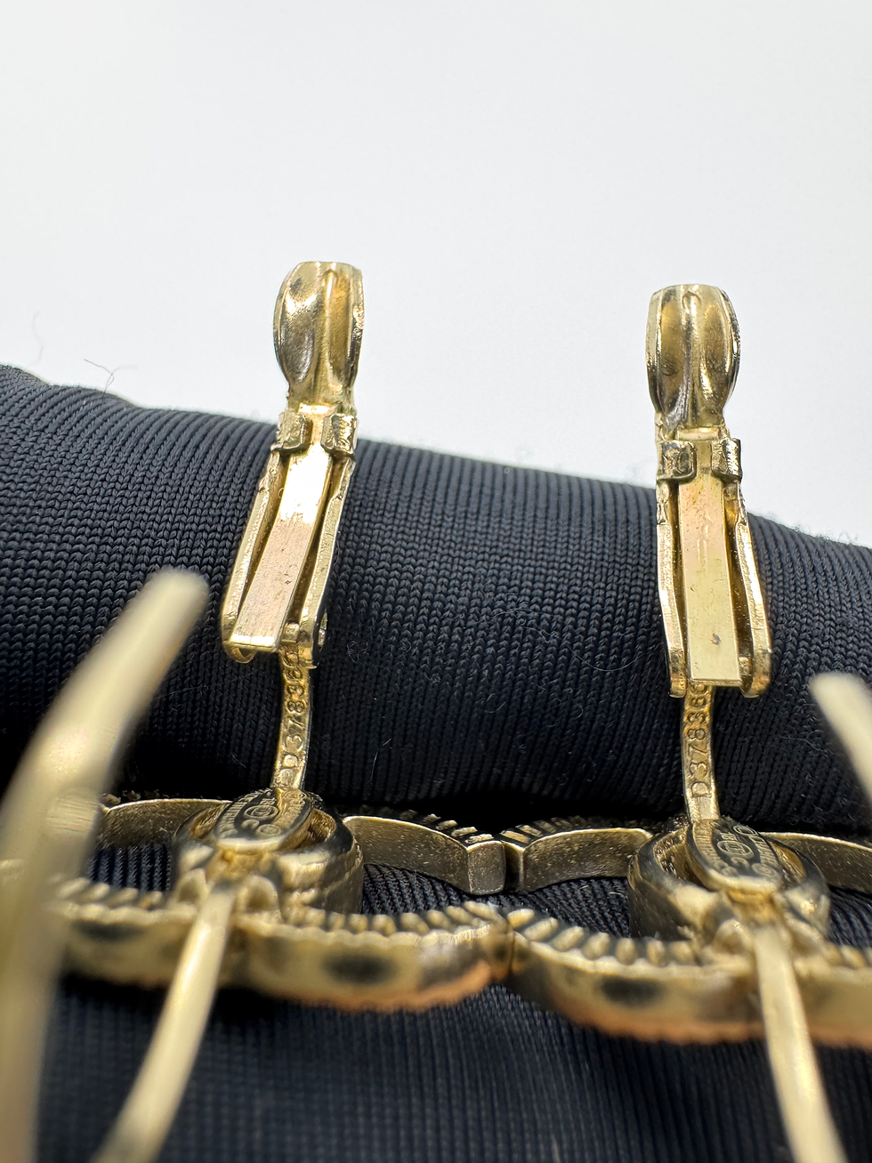 Thumbnail: Chanel 18C Metal Owl CC Logo Pendant Hoop Stud Earrings