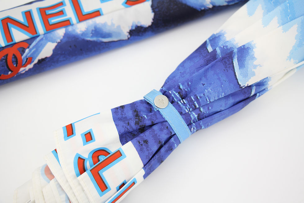Thumbnail: Chanel Vintage 2002 100% Polyester Surf Line Blue Umbrella