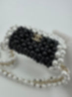 Thumbnail: Chanel 22S Imitation Pearl Beaded Black & White Mini Rectangular Flap Bag  