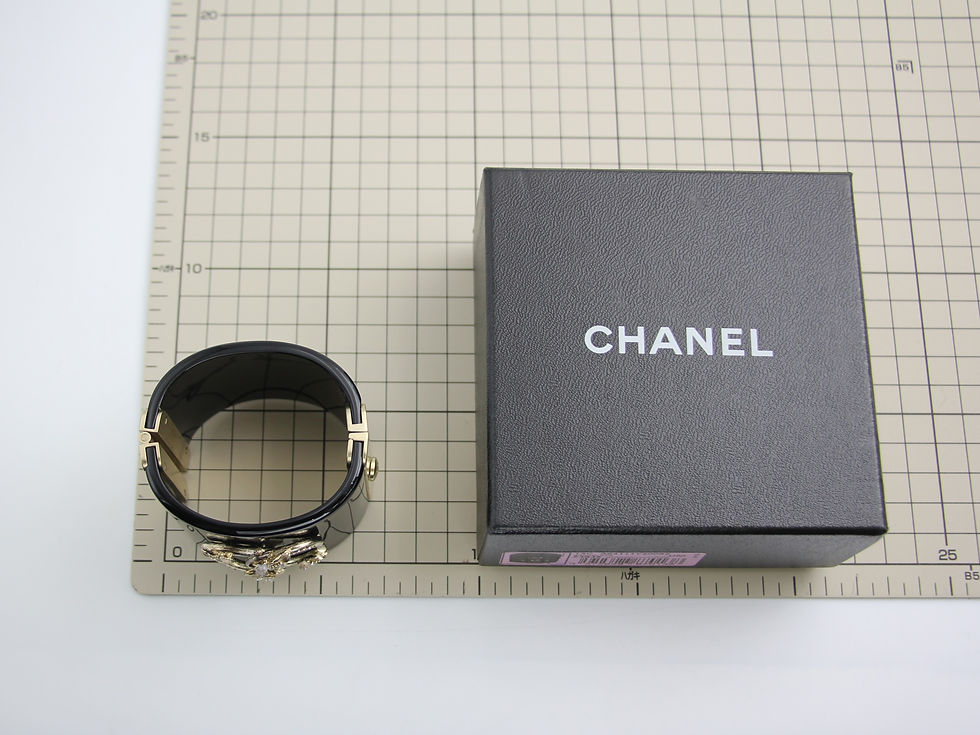 Thumbnail: Chanel 13C Metal Resin Black Flower Bracelet Cuff