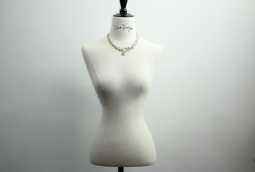 Thumbnail: Chanel 18S Imitation Pearl & Woven Chain CC Necklace