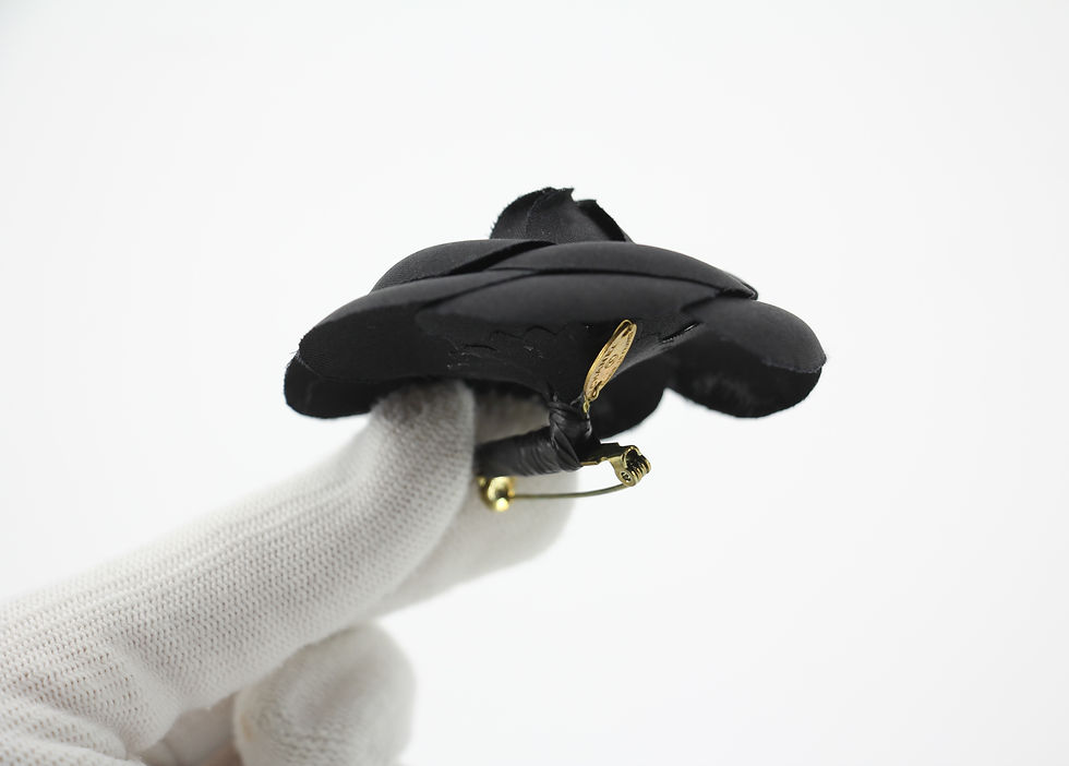 Thumbnail: Chanel Vintage 81-85 Silk Black Camellia Brooch