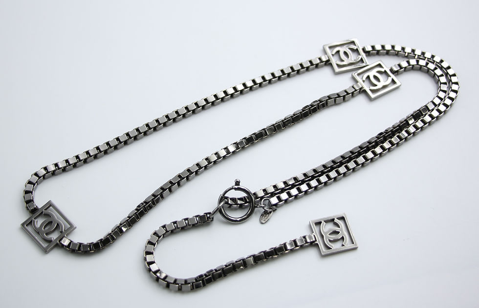 Thumbnail: Chanel Vintage 06A Metal Four CC Silver Square Buckle Waist Chain 97CM