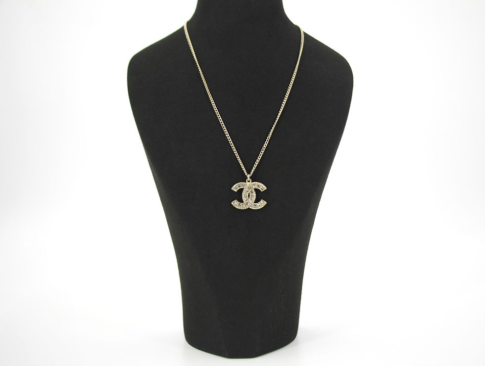 Thumbnail: Chanel F16V Rhinestone Classic CC Double-Sided Chain Adjustable Clasp Necklace 