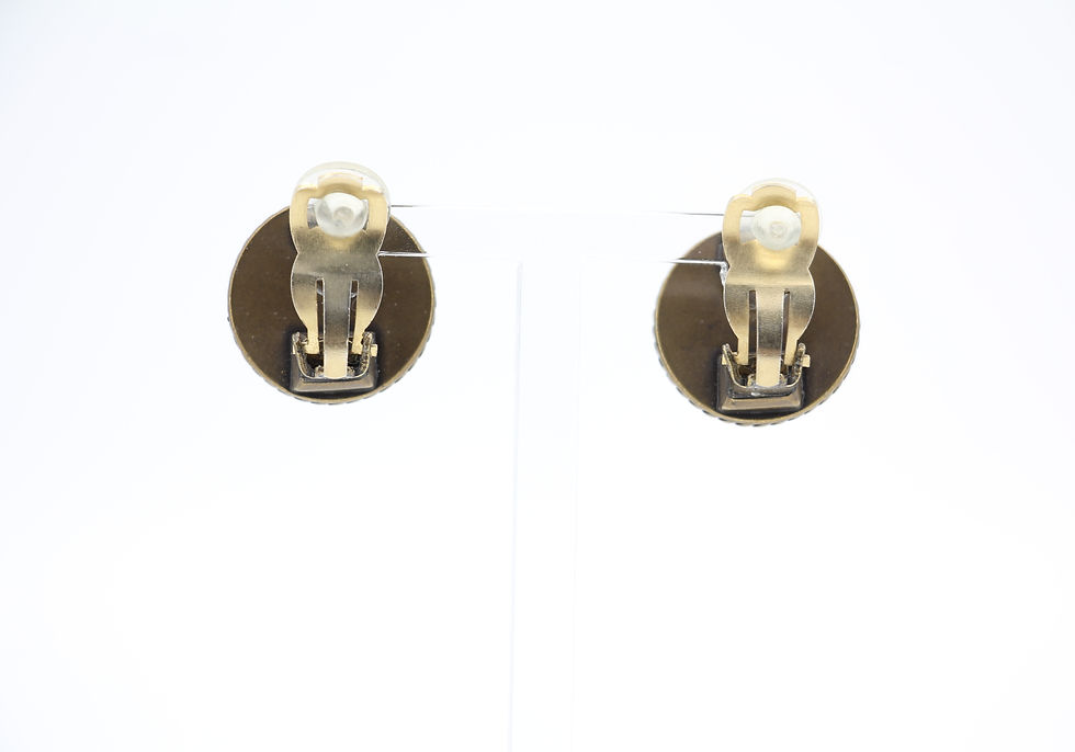 Thumbnail: Chanel Vintage 00A Metal Black Round Clip-on Earrings