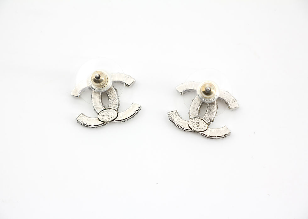 Thumbnail: Chanel B18S Rhinestone Classic Sliver CC Stud Earrings