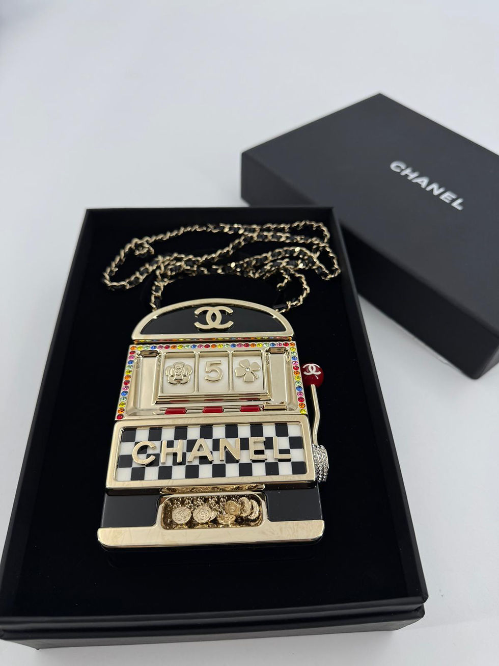 Thumbnail: Chanel 2023 Plexiglass Resin Rhinestone Multicolour Slot Machine Minaudière Bag