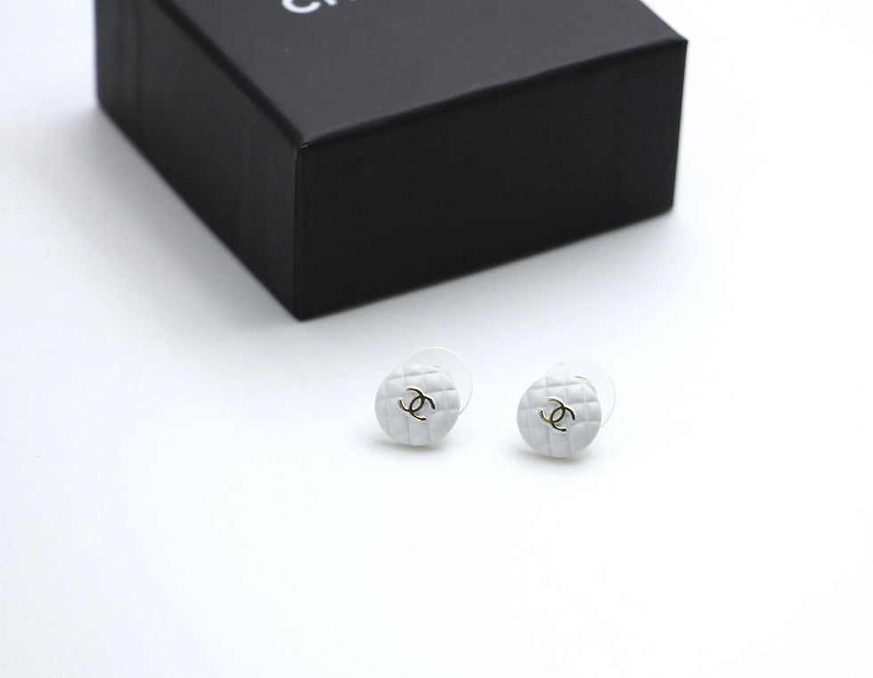 Thumbnail: Chanel 19C White Resin CC Logo Stud Earrings