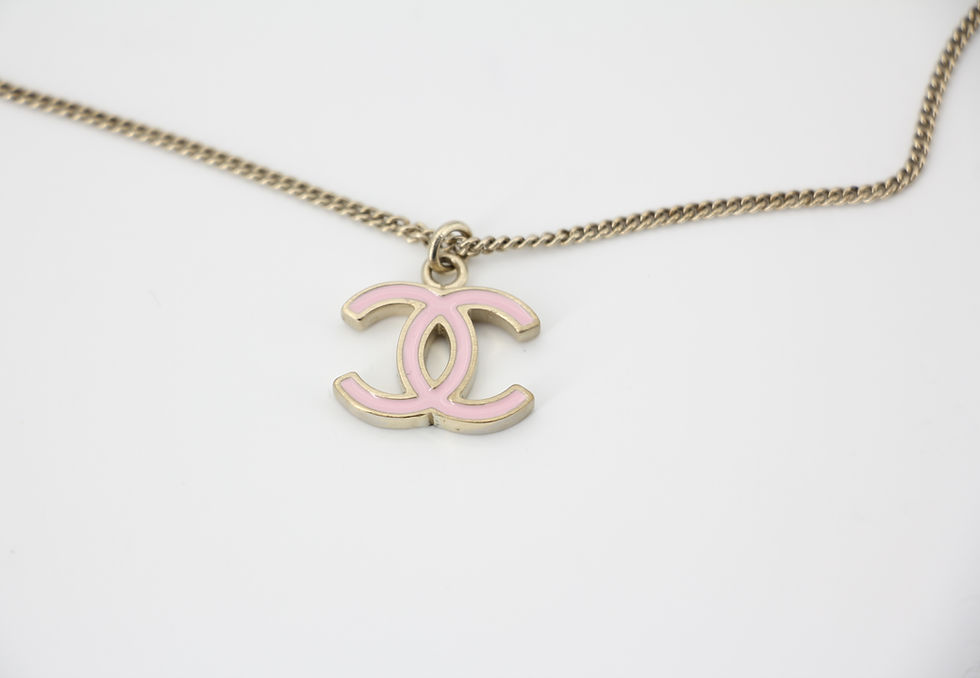 Thumbnail: Chanel B11C Light Pink Enamel CC Adjustable Buckle Necklace