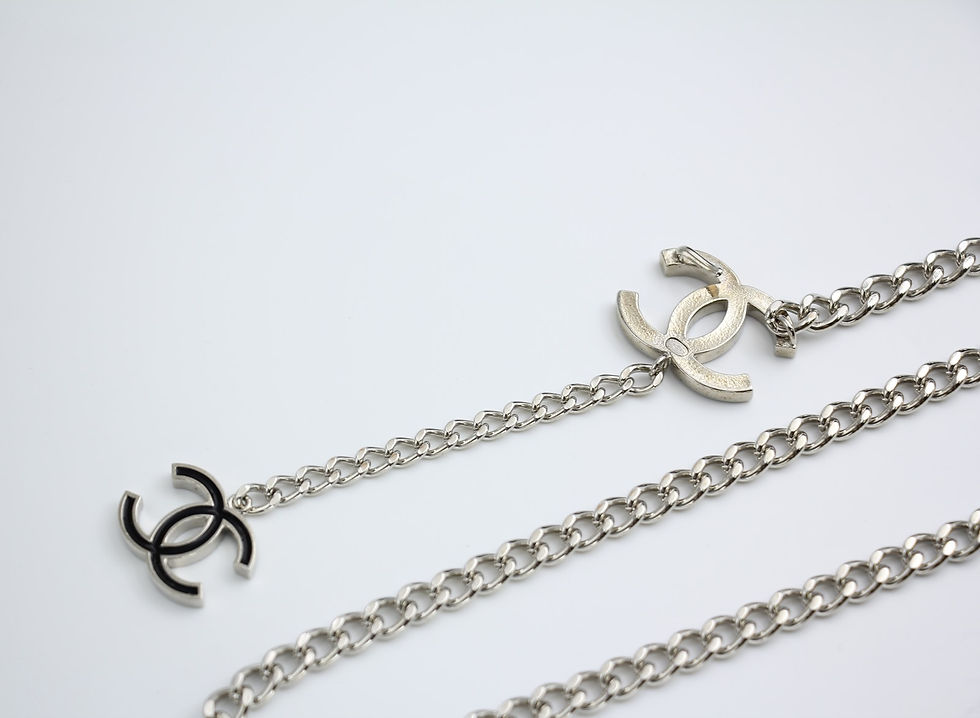 Thumbnail: Chanel Vintage A12W Enamel Black & Silver-Tone Metal Waist Chain/Necklace