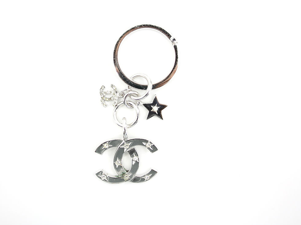 Thumbnail: Chanel Vintage 06C Rhinestone & Metal Silver Large CC Star Bag Charm
