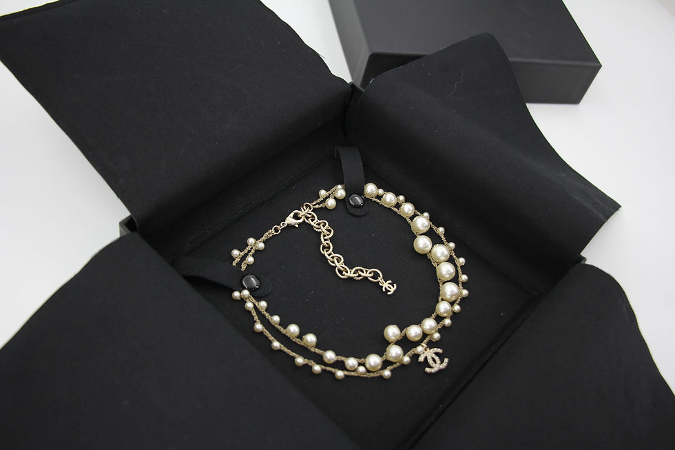 Thumbnail: Chanel 18S Imitation Pearl & Woven Chain CC Necklace