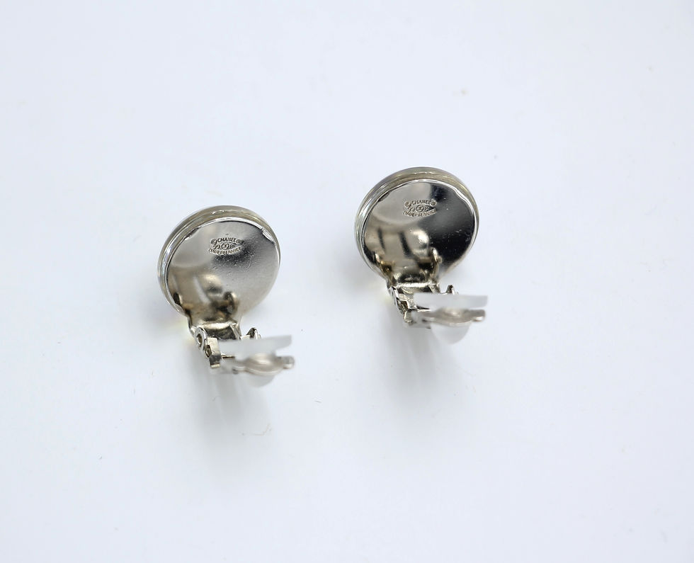 Thumbnail: Chanel Vintage 99P Iridescent Resin Mini Round Silver-Tone Clip-on Earrings