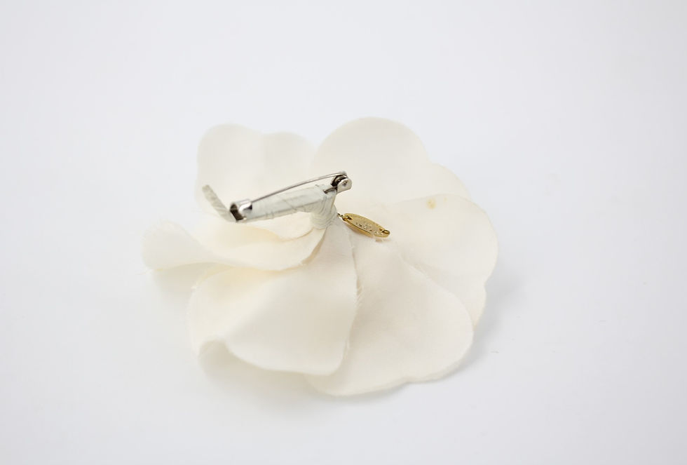 Thumbnail: Chanel Vintage 81-85 White Silk Camellia Brooch  