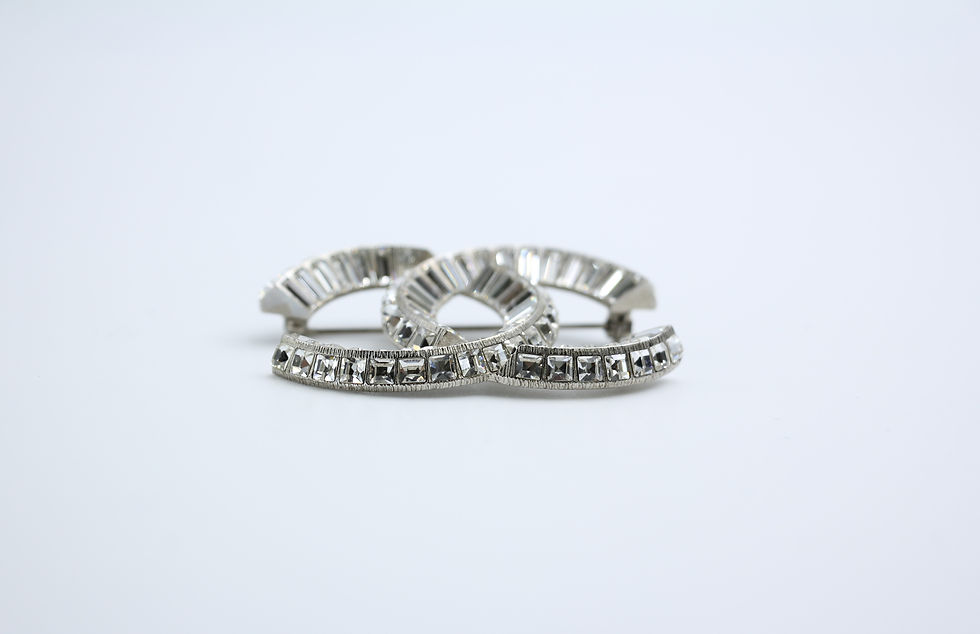 Thumbnail: Chanel F19V Rhinestone Silver CC Mark Brooch 