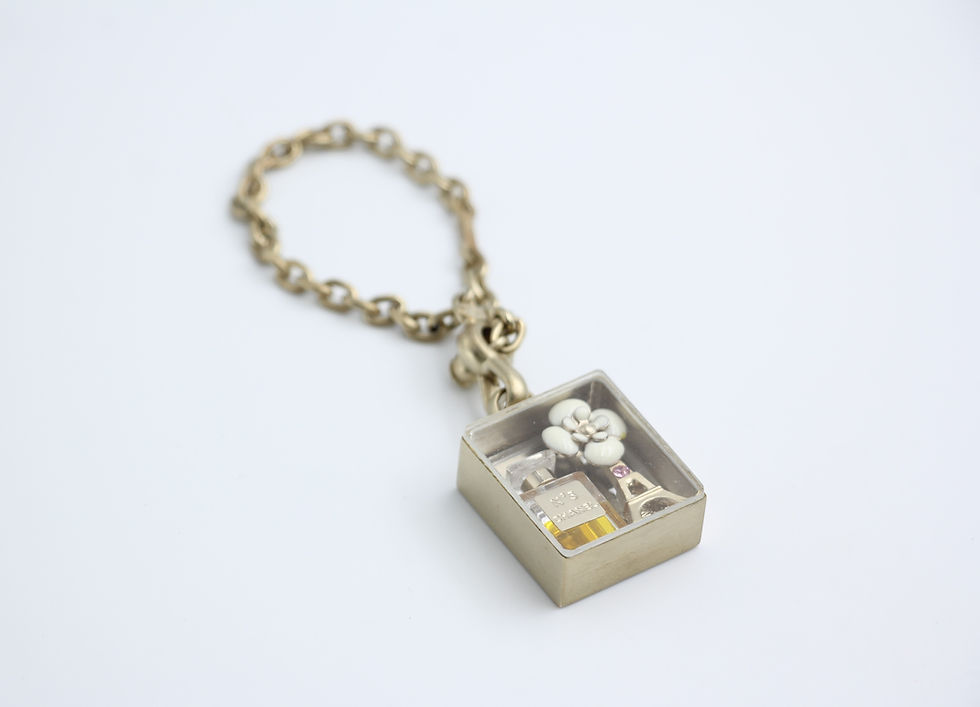 Thumbnail: Chanel Vintage 06C Enamel + Metal + Resin White Camellia Handbag Charm Keychain