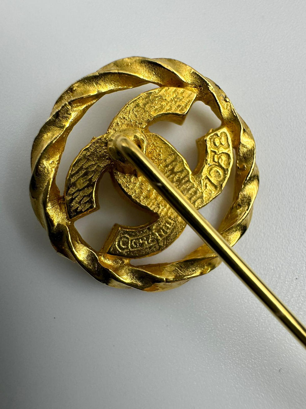 Thumbnail: Chanel Vintage 90s Rhinestone Rounded Floral CC Branch Brooch 