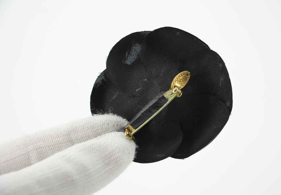 Thumbnail: Chanel Vintage 81-85 Silk Black Camellia Brooch
