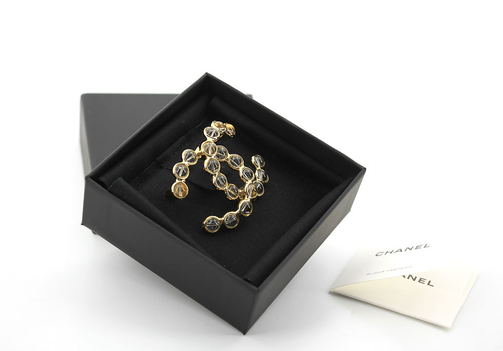 Thumbnail: Chanel A24S Acrylic CC Champagne Gold Transparent Brooch