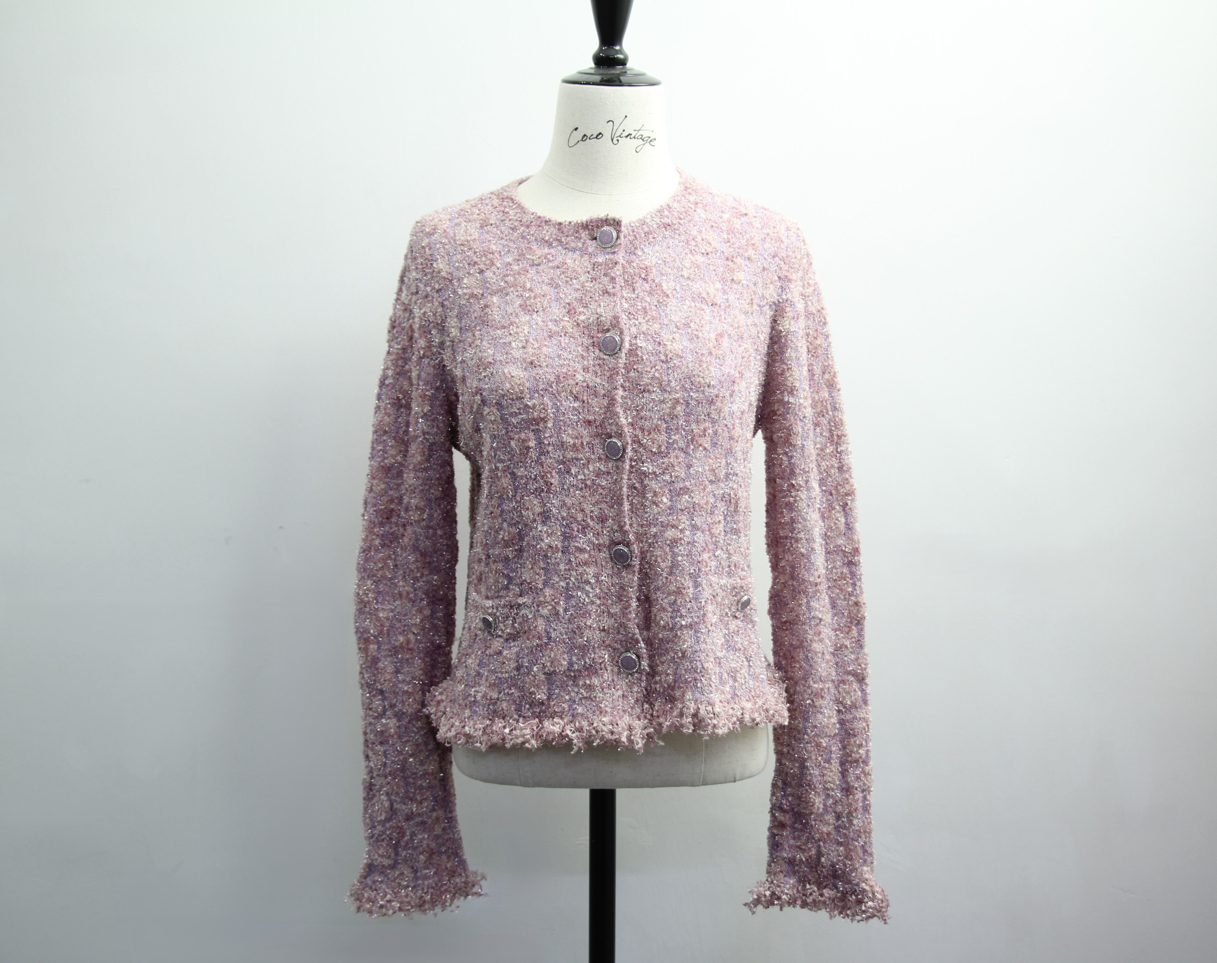 Chanel 26C Knitted Pinkish Purple Fringe Jacket