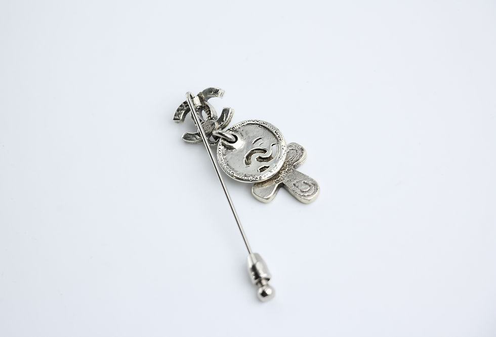 Thumbnail: Chanel Vintage 03P Metal Cross Silver Coin CC Brooch