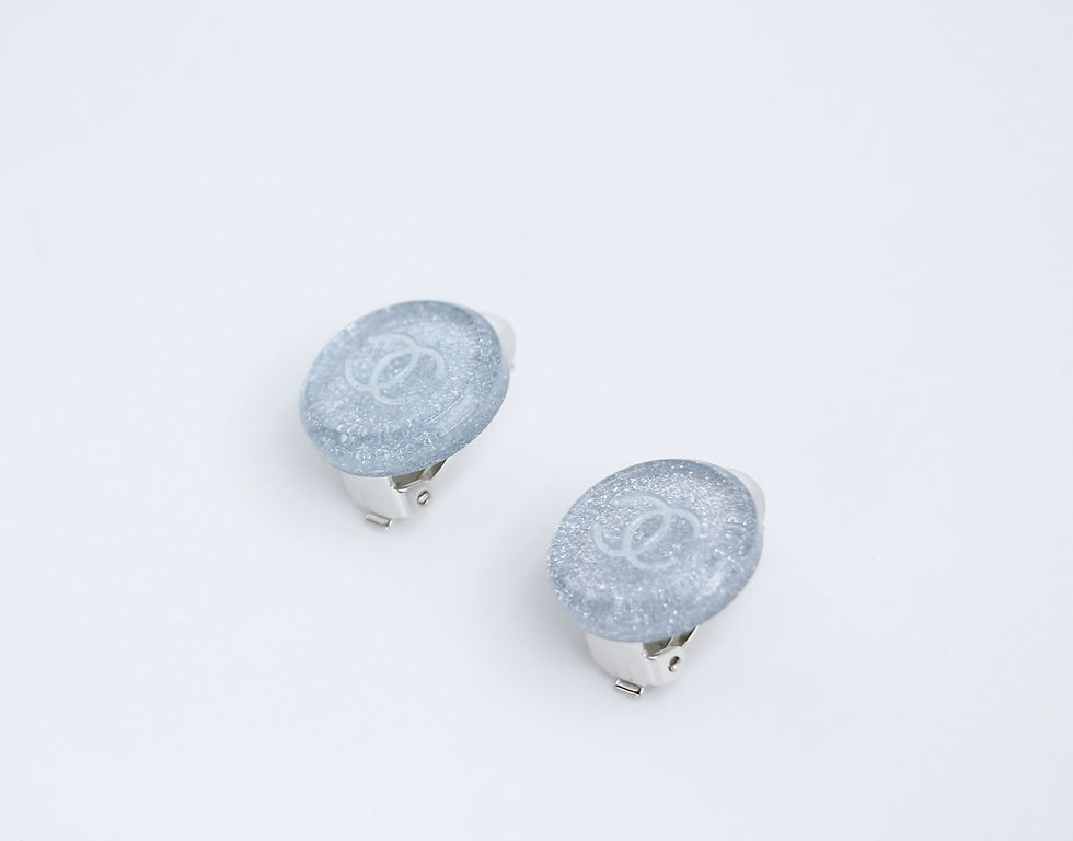 Thumbnail: Chanel Vintage 00A Resin Light Blue Glitter Round Earrings