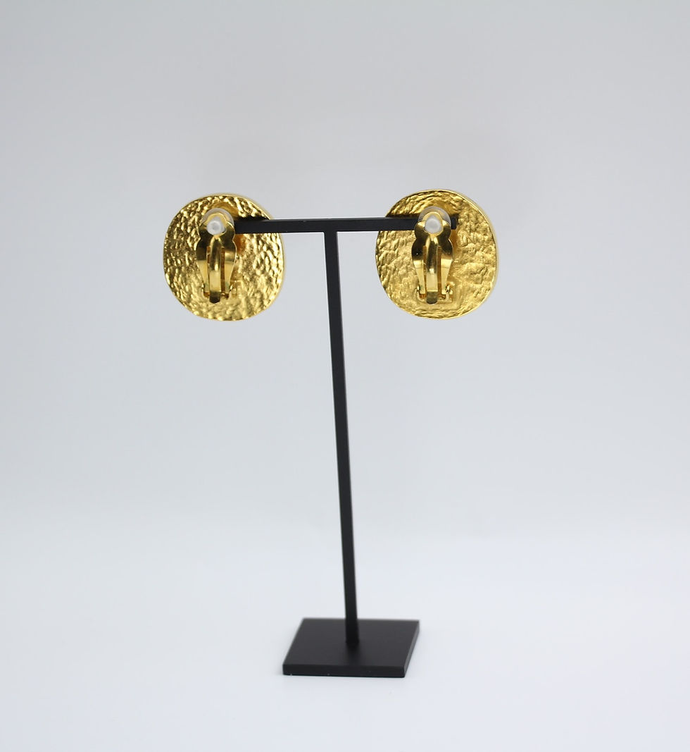 Thumbnail: Chanel Vintage 98P Imitation Amber & Gold-Tone CC Clip-On Earrings