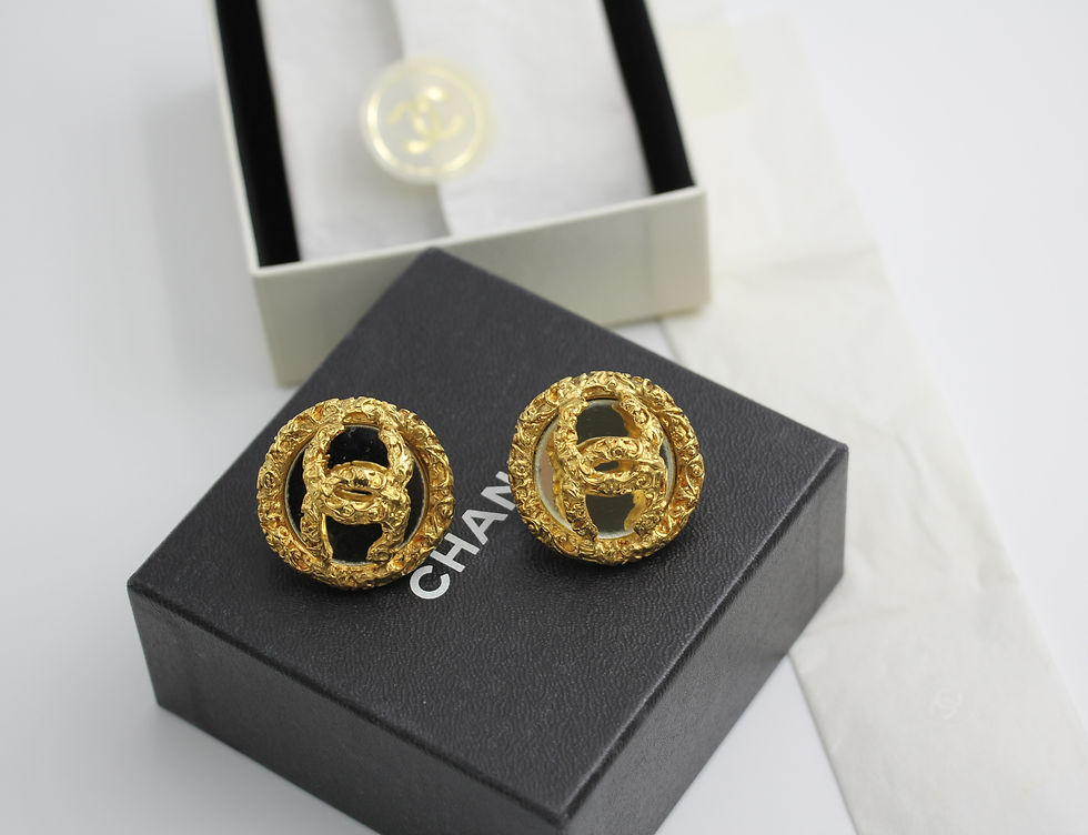 Thumbnail: Chanel Vintage 93A Rare Lava Gripoix Mirror Clip-on Earrings