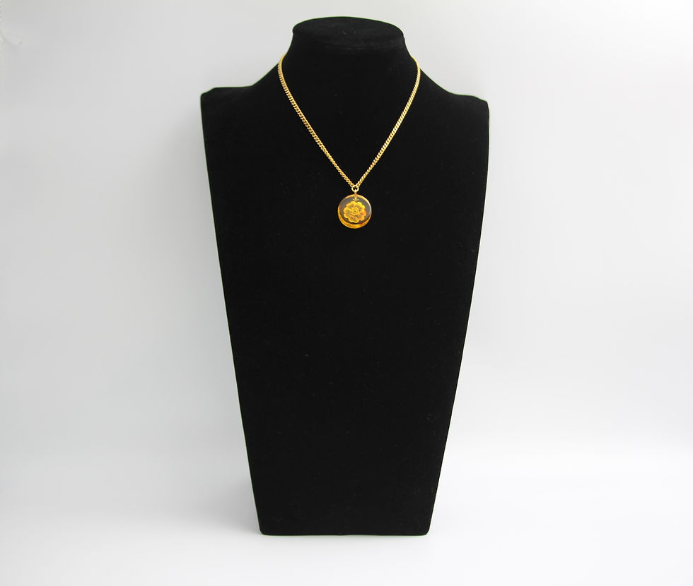 Thumbnail: Chanel Vintage 98A Acrylic Light Yellow Brown Camellia Necklace 