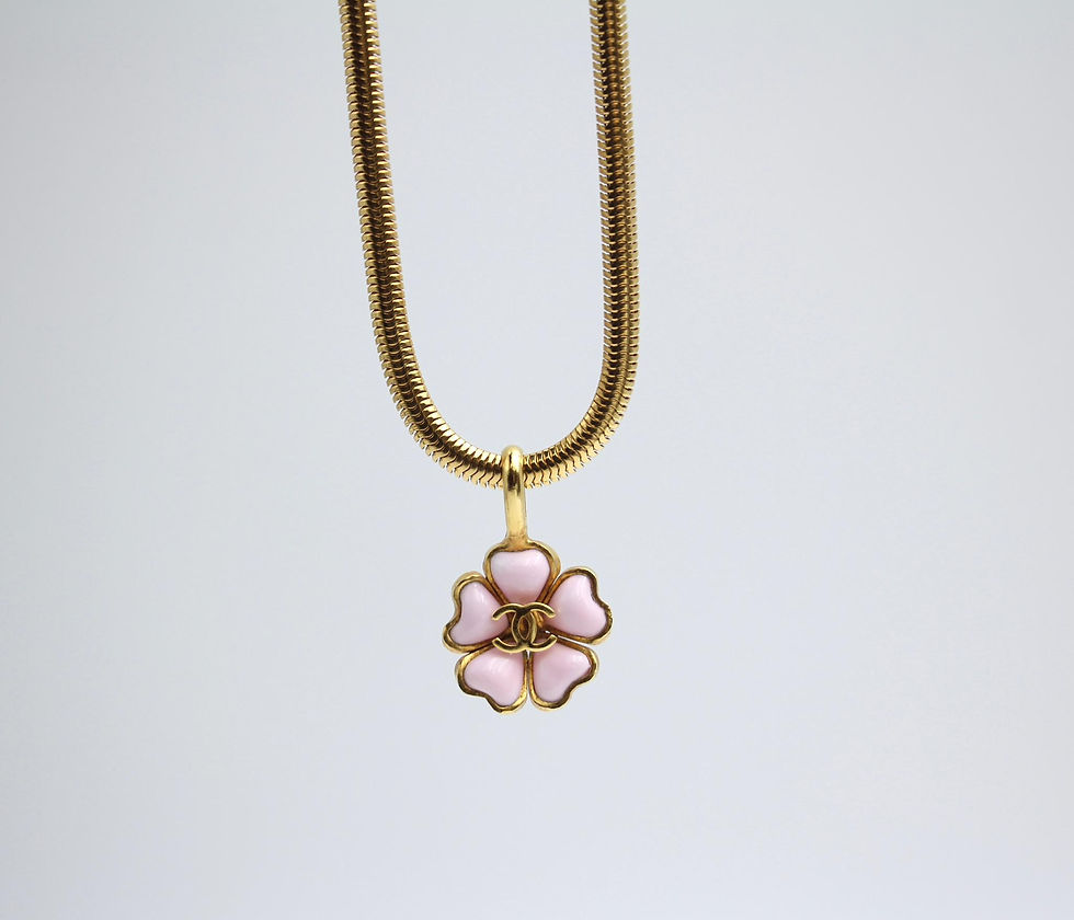 Thumbnail: Chanel Vintage 97P Gripoix Pink Camellia Pendant Necklace