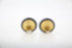 Thumbnail: Chanel Vintage 87 Resin Navy Blue CC Logo Large Round Clip-on Earrings
