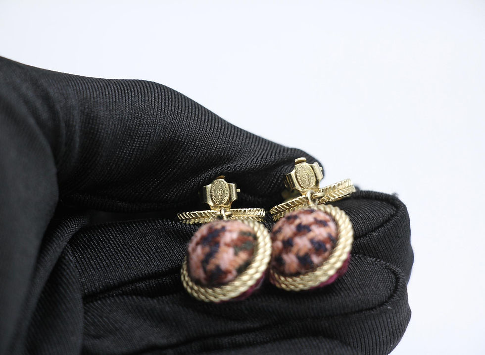 Thumbnail: Chanel 13A Metal Fabric Purple Pop CC Clip-on Earrings
