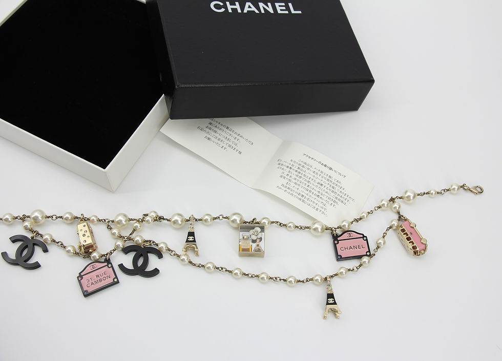 Thumbnail: Chanel Vintage 2006 Pearl Paris Souvenir 'The Devil Wears Prada' Charm Belt Wais