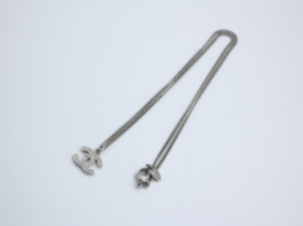 Chanel 10V Rhinestone Silver CC Mark Necklace