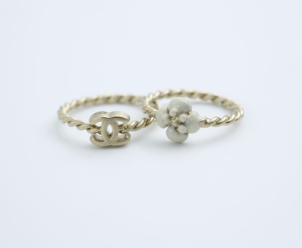 Thumbnail: Chanel B11A Metal Camellia Two-Piece Ring Set