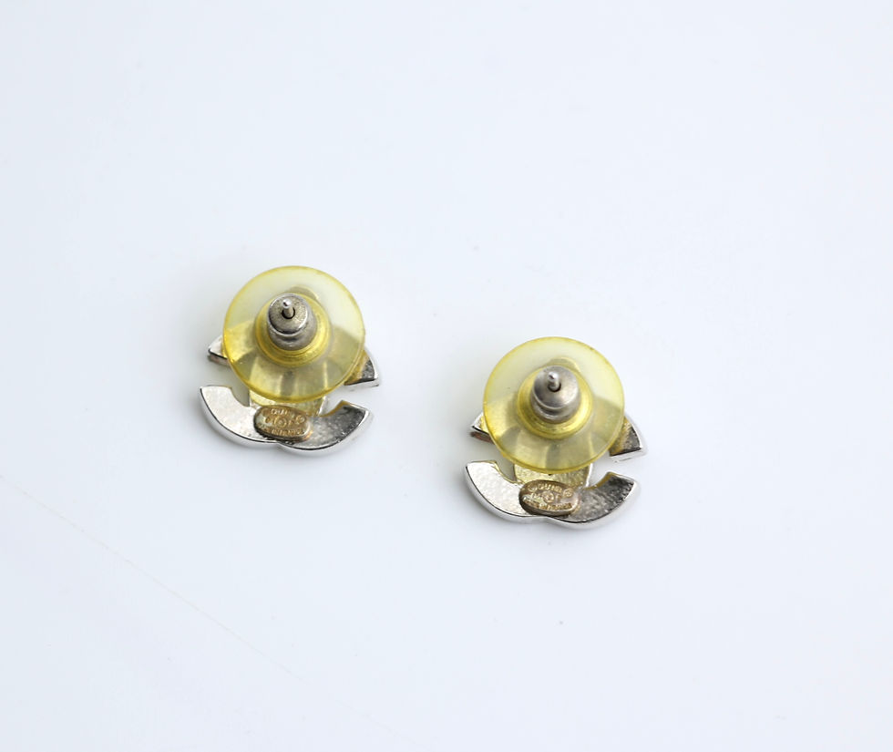 Thumbnail: Chanel Vintage 04P Rhinestone Matte Purple Silver CC Stud Earrings 