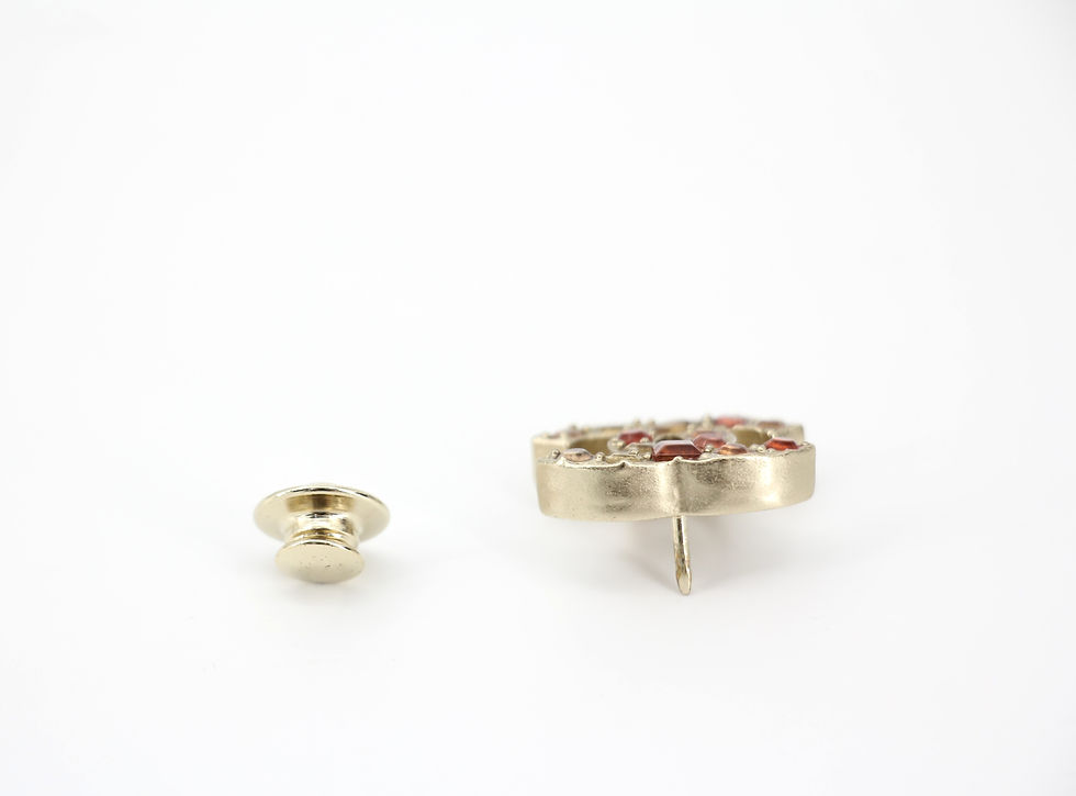 Thumbnail: Chanel Vintage 07A Gripoix Red Orange & Yellow Pebble Brooch