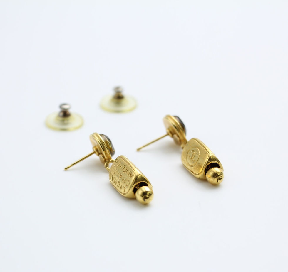 Thumbnail: Chanel Vintage 99A Gripoix Orange Gold Plated Egyptian Style Earrings
