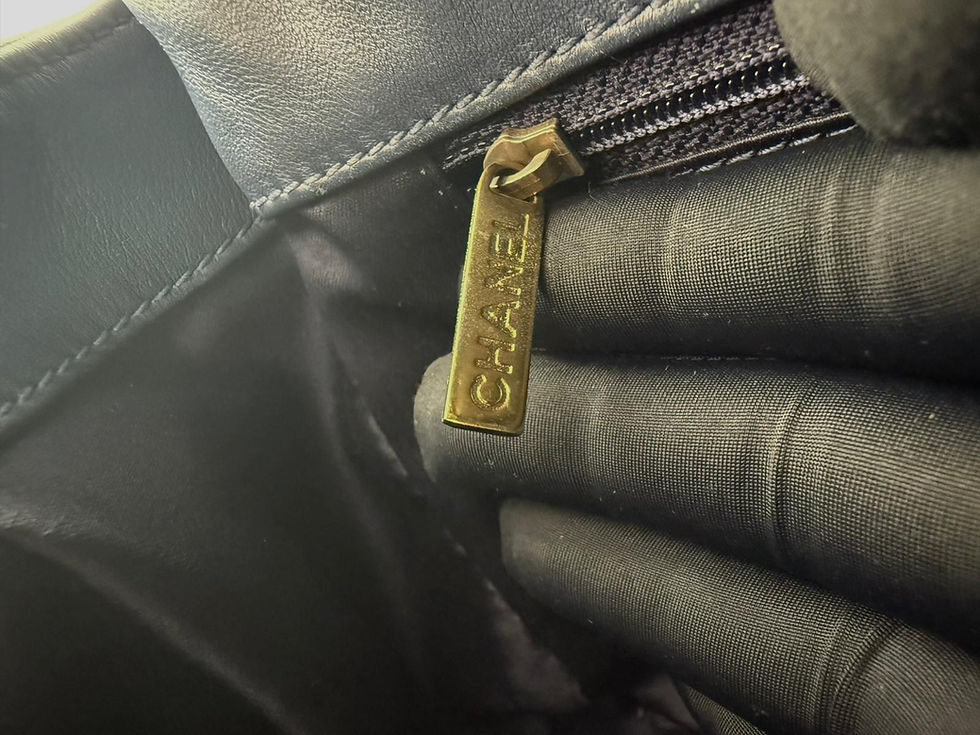 Thumbnail: Chanel (12) Lambskin Chevron Medallion Charm Dark Blue Jumbo Classic Flap Bag